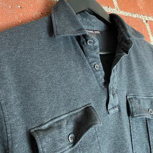 Men's Short Sleeve Michael Kors Polo - Double Pocket Grey Size Medium